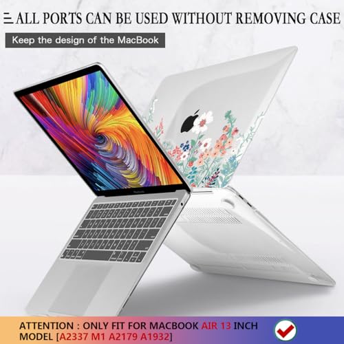 CISSOOK Compatible with MacBook Air 13 inch Case 2021 2020 2019 2018 Release A2337 M1 A2179 A1932 Model, Wild Floral Hard Shell Case for MacBook Air 13 Inch with Touch ID 2021-2018, Wild Green Flower - Image 5