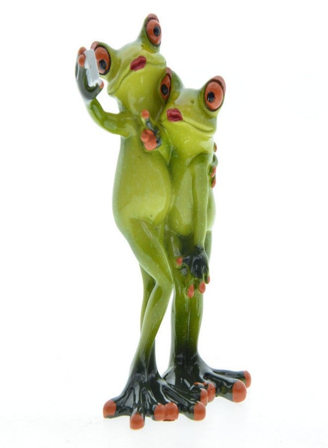 Queemie Creative Selfie Frog Couple Resin Statues, Romantic Frogs Lovers Ornament Sculptures for Outdoor Desk Entryway Bookshelf Bar Home Decorations Gifts - Image 1