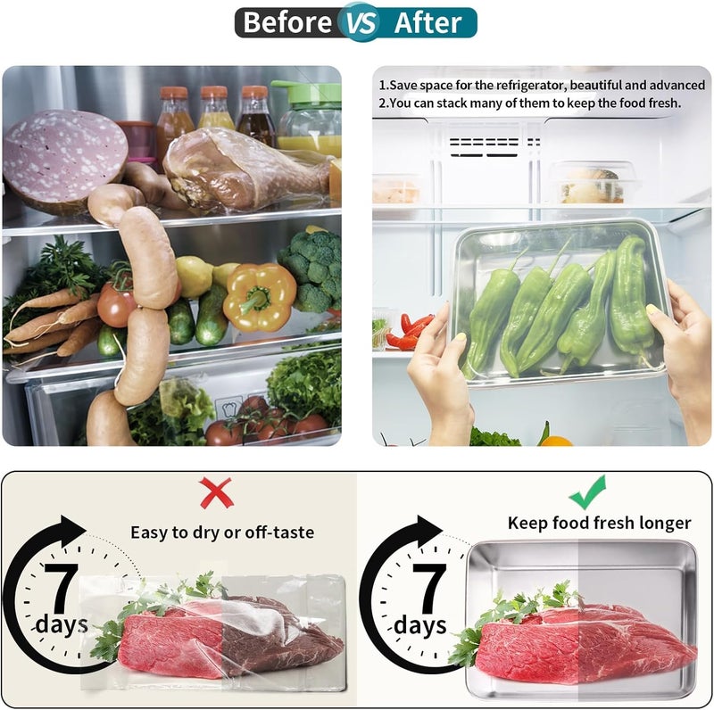 Azonee Stainless Steel Food Containers with Lids (3 Sets), Stackable Set for Freezer & Oven, Food-Grade Kitchen Storage With Clear Covers, Reusable & Dishwasher Safe - Image 4