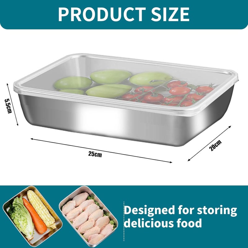 Azonee Stainless Steel Food Containers with Lids (3 Sets), Stackable Set for Freezer & Oven, Food-Grade Kitchen Storage With Clear Covers, Reusable & Dishwasher Safe - Image 2