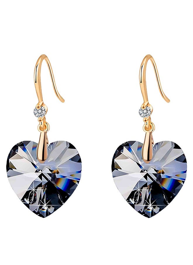 EVEVIC - Austrian Peach Heart Crystal Drop Earrings for Women 14 K Gold Plated Hypoallergenic - Image 1