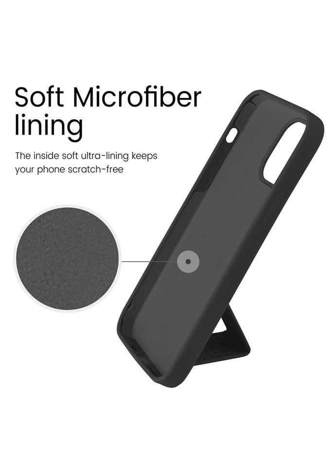 Silicone Kickstand Case Compatible with iPhone 16 Pro, Vertical and Horizontal Stand Hand Strap Metal Kickstand Cover - Image 4