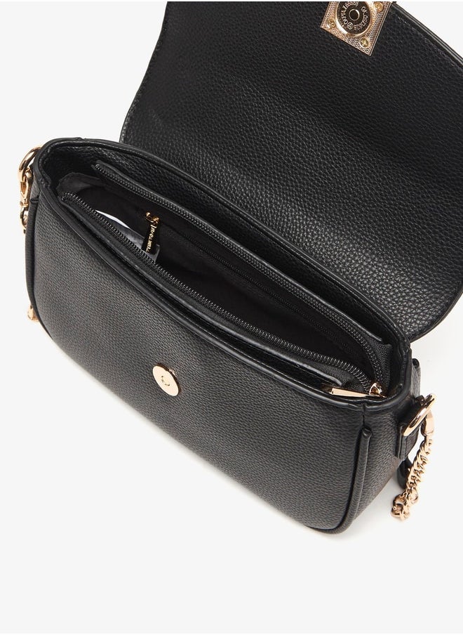 Flora Bella By Shoexpress Women Solid Shoulder Bag with Adjustable Strap and Magnetic Button Closure  - Image 4