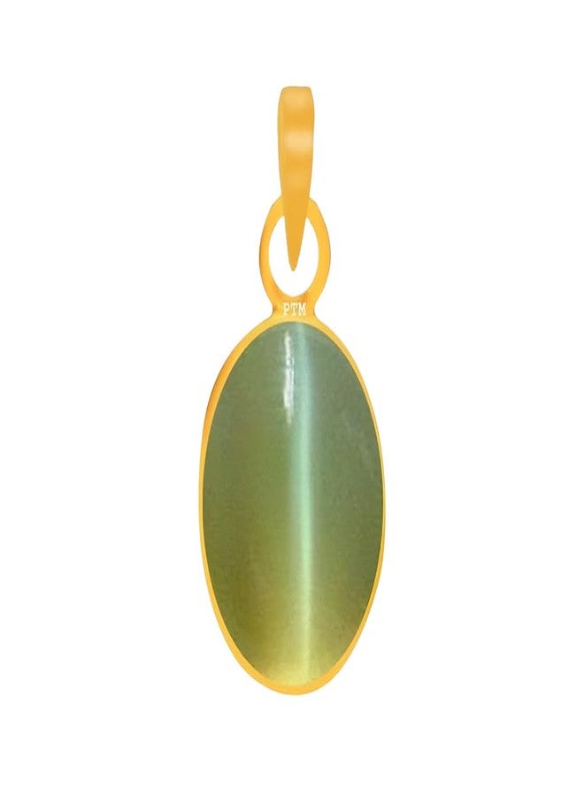 Ptm Natural Cats Eye/Lahsunia 4.25 Ratti or 4 Carat Astrological Certified Gemstone Panchdhatu/5 Metals 22k Gold Plated Pendant for Men & Women -fba3425 - Image 1