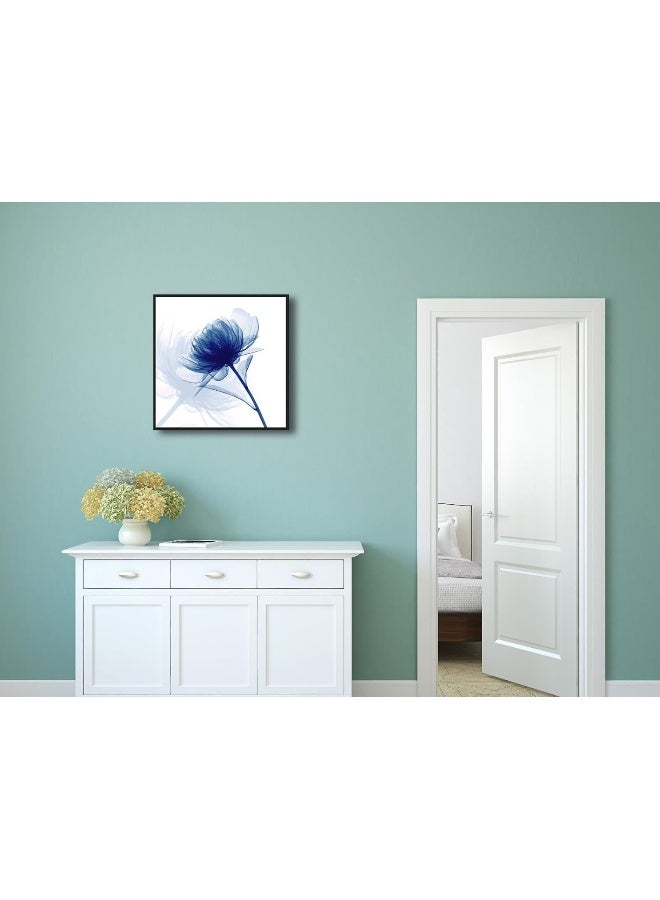 Pyradecor Large Black Framed Blue Flickering Flower Modern Paintings Canvas Wall Art Grace Floral Pictures on Canvas Prints One Panel Artwork for Bedroom Office Home Decorations - Image 3