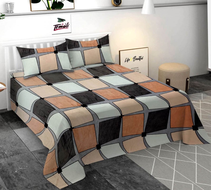 Temoli Flannel King Size Warm Bedsheets For Winter, 210 TC Winter Bedsheets For King Size Bed With 2 Pillow Cover 250X250Cm (Multi-Boxes-, Pack Of 1) - Image 5