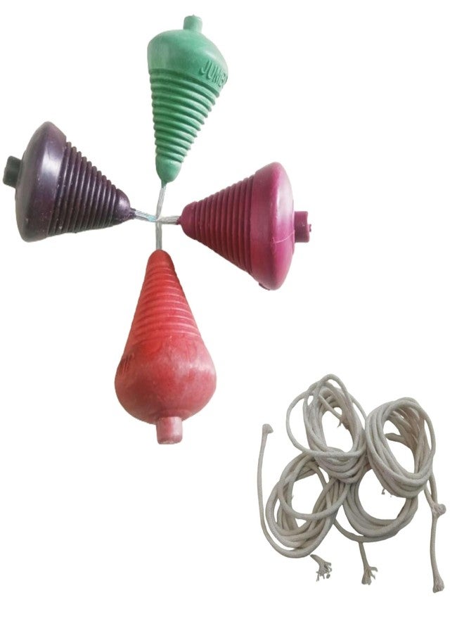 ZOKCY® (Pack of 4 Pcs) Plastic Spinning Lattu with Thread for Kids/lattoo Toy/Plastic Spinning Lattu with Thread/Traditional Indian Game/Outdoor Games/Toys for Kids - Image 1