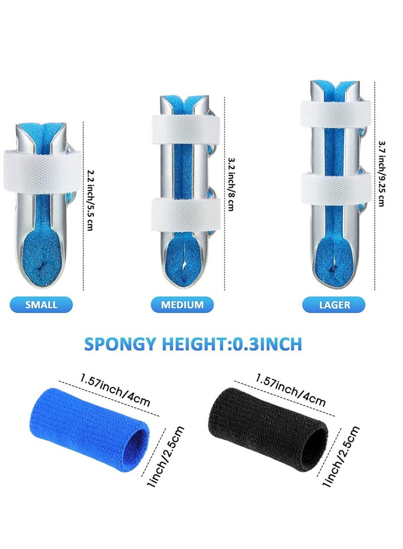 SYOSI 3Pieces Finger Splints, Metal Finger Support Finger Stabilizer in 3 Sizes and 20 Pieces Finger Sleeves Protectors Thumb Brace Support Elastic Compression Protector for Sports - Image 4