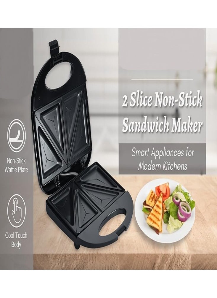 Generic - 2 Slice Sandwich Toaster with Non-Stick Plate, Overheat Protection, Power On/Off Indicator, Sandwich Maker - Image 1