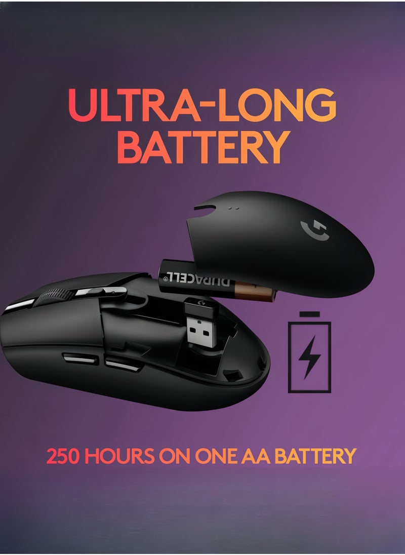 Logitech - Logitech G305 Lightspeed Wireless Gaming Mouse, HERO Sensor, 12,000 DPI, Lightweight, 6 Programmable Buttons, 250h Battery Life, On-Board Memory, Compatible with PC / Mac Black - Image 1