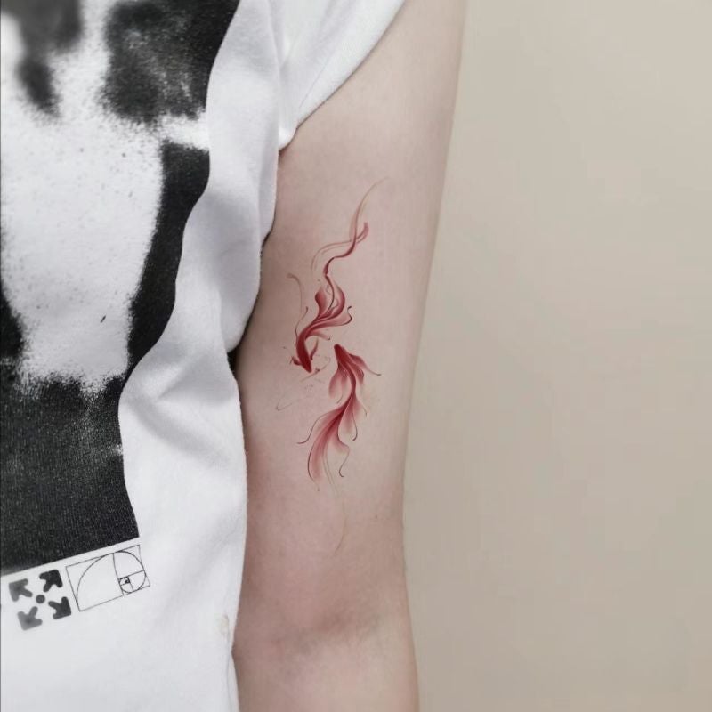 Flower Koi Color Tattoo Sticker High Color Value Sweet Cool Pure Girl Heart Good Luck Arm Waterproof Ins - Image 2