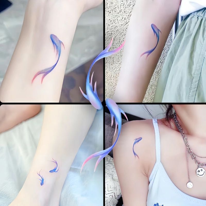 Flower Koi Color Tattoo Sticker High Color Value Sweet Cool Pure Girl Heart Good Luck Arm Waterproof Ins - Image 5