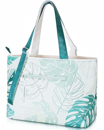 HOMESPON Large Waterproof Beach Bag for Women Pool Bags with Wet Compartment Lightweight Tote for Work Travel WeekendsMonstera - Image 1