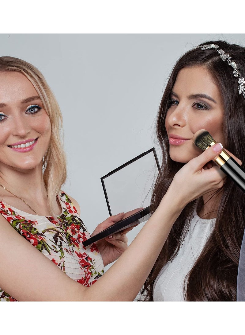 Excefore Retractable Kabuki Makeup Brushes Set, 2 Pieces Small Travel Brushes for Blush, Powder, and More, with Covers, Perfect for Loose Powder, Cream, and Liquid Cosmetics, Red And Black - Image 4