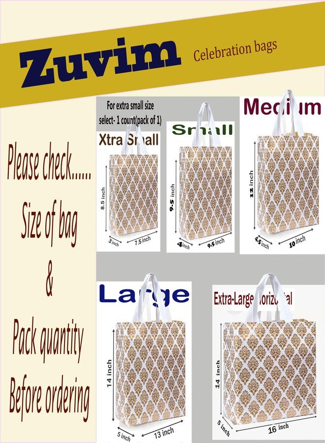 Zuvim حقيبة زوفيم لحمل الهدايا | حقائب تسوق قماشية قابلة لإعادة الاستخدام، مطبوعة باللونين الأبيض والذهبي (عبوة من 20 حقيبة، مقاس XL) - Image 2