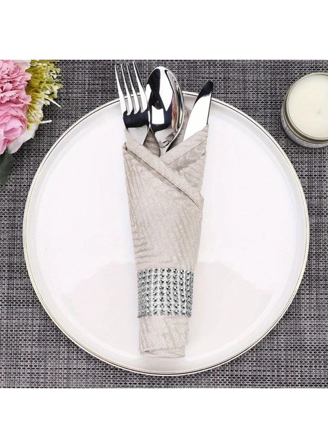 30pcs Silvery European Style Hollow 8 Row Rhinestone Napkin Rings for Wedding Banquet Dining Decor - Image 4