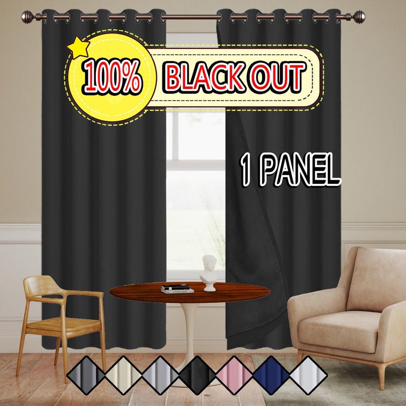 Gray White Polyester Blackout Curtain With Grommet Holes Lightweight Sunproof Heat Insulating For Darkening Room For Living Bedroom Single Panel 140cm By 245cm - Image 2