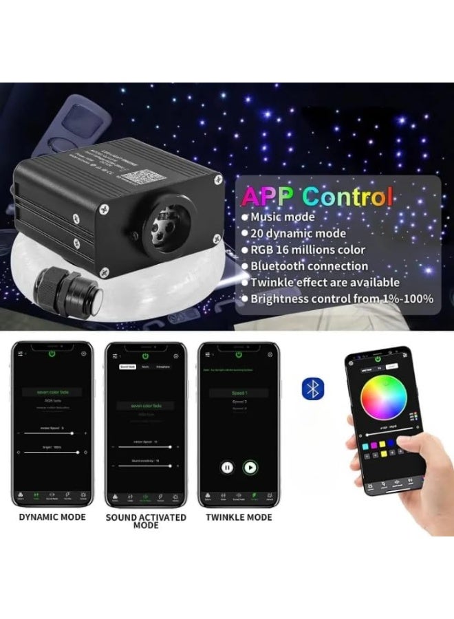 Smart One 6W RGBW Fiber Optic Meteor Shooting Star Ceiling Light Kit – 450pcs × 0.03in × 9.8ft Fiber Strands, Sound-Activated with Bluetooth & APP Remote Control, Starlight Headliner for Home or Car Roof Decoration - Image 4