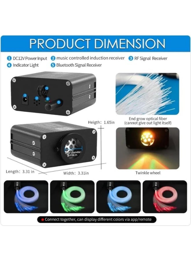 Smart One 6W RGBW Fiber Optic Meteor Shooting Star Ceiling Light Kit – 450pcs × 0.03in × 9.8ft Fiber Strands, Sound-Activated with Bluetooth & APP Remote Control, Starlight Headliner for Home or Car Roof Decoration - Image 5
