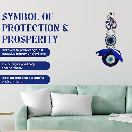 GJ OM Evil Eye Hanging for Home & Car | Door Hanging Showpiece for Good Luck & Prosperity | Decorative Charm for Office, Shop, Mandir & Home Entrance - Blue - Image 4