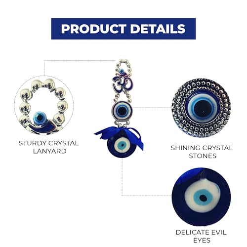 GJ OM Evil Eye Hanging for Home & Car | Door Hanging Showpiece for Good Luck & Prosperity | Decorative Charm for Office, Shop, Mandir & Home Entrance - Blue - Image 2