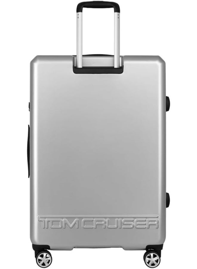 TOM CRUISER Navigator Hard Trolley Large Luggage 28 Inch - Durable 100% PC Shell - Anti-Theft Zipper - TSA Approved Lock - Silver - Image 3