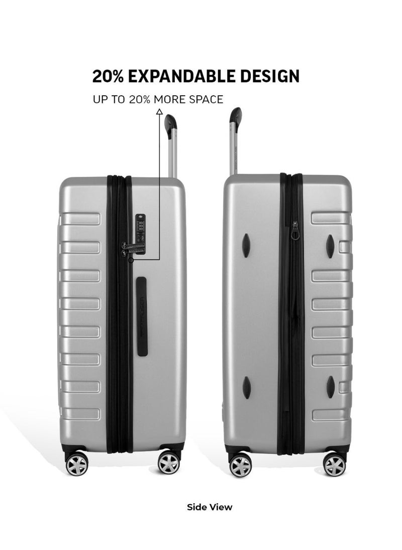 TOM CRUISER Navigator Hard Trolley Large Luggage 28 Inch - Durable 100% PC Shell - Anti-Theft Zipper - TSA Approved Lock - Silver - Image 5