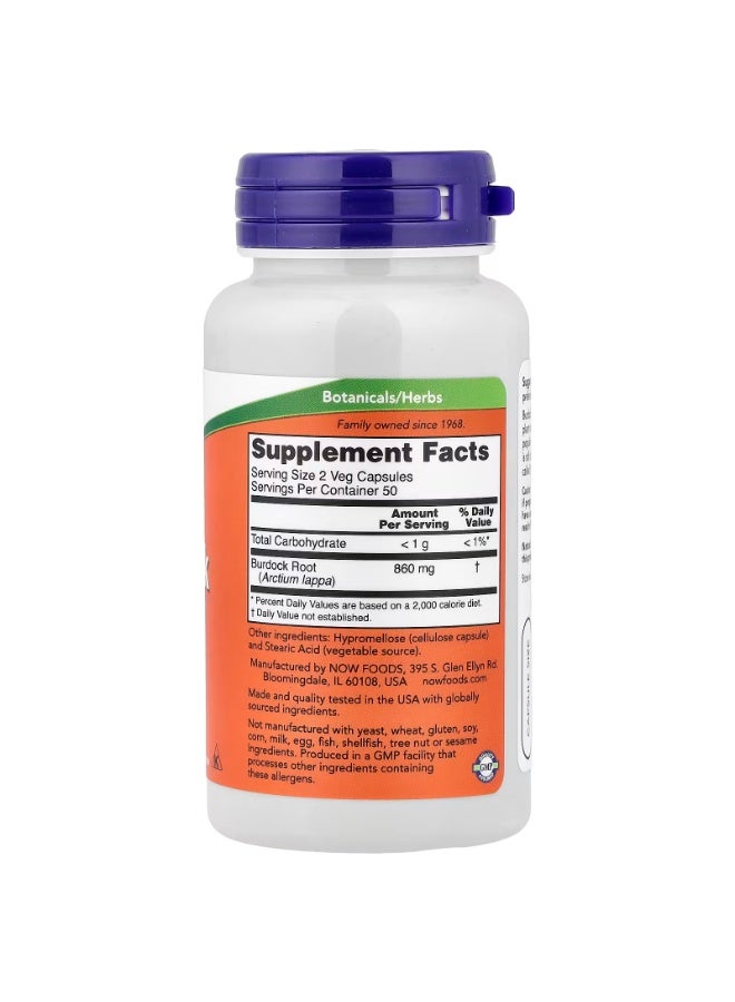 now Burdock Root, 430 mg, 100 Veg Capsules - Image 2