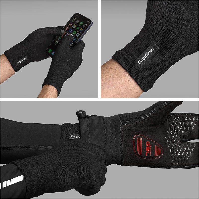 GripGrab Merino-Wool Thermal Full Finger Liner Gloves Touchscreen-Compatible Knitted Inner Under Cycling Everyday-Life - Image 3