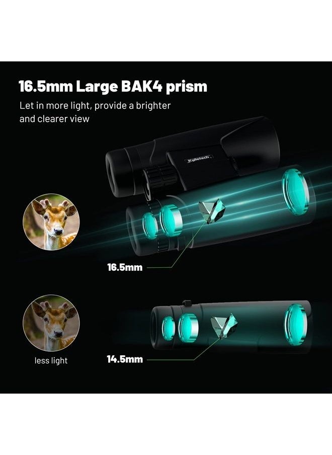 Kylietech 12X42 Binoculars for Adults with Universal Phone Adapter, HD Waterproof Fogproof Compact Binoculars for Bird Watching, Hunting, Hiking, Sports, and Concerts with BAK4 Prism FMC Lens  - Image 1