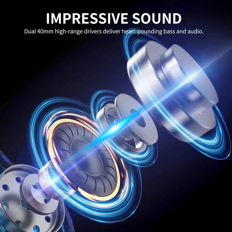 AUSDOM Wireless Headphones Noise Cancelling: Bluetooth Over Ear ANC Headphones with 50H Playtime, Microphone, Deep Bass, Hi-Fi Sound, Comfortable Ear Cushions for Travel Work, Mint Green - Image 4