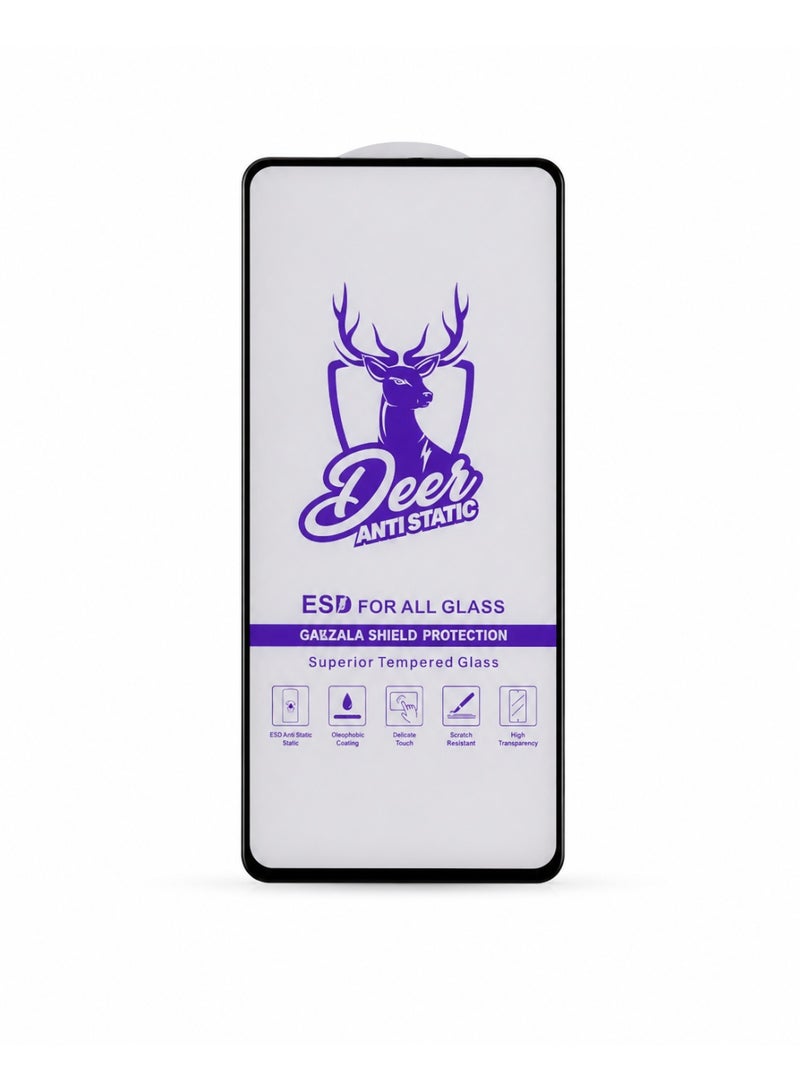 DEER Ghazala Shield Anti-Static ESD Full Coverage Tempered Glass Screen Protector for Samsung Galaxy A53 5G - Black - Image 2