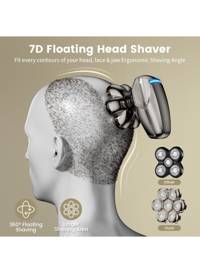 7D Head Shavers for Bald Men, Detachable Head Shaver LED Display Dry/Wet Bald Head Shavers for Men, IPX7 Waterproof Head Shavers for Men with Type-C Charge - Image 3