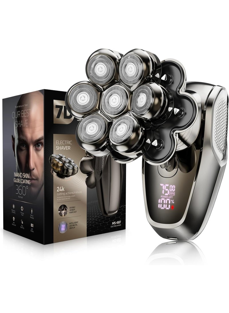 7D Head Shavers for Bald Men, Detachable Head Shaver LED Display Dry/Wet Bald Head Shavers for Men, IPX7 Waterproof Head Shavers for Men with Type-C Charge - Image 1