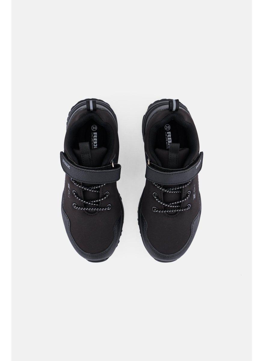 RBX - Kids Boy Brand Logo Velcro Sport Shoes, Black - Image 1