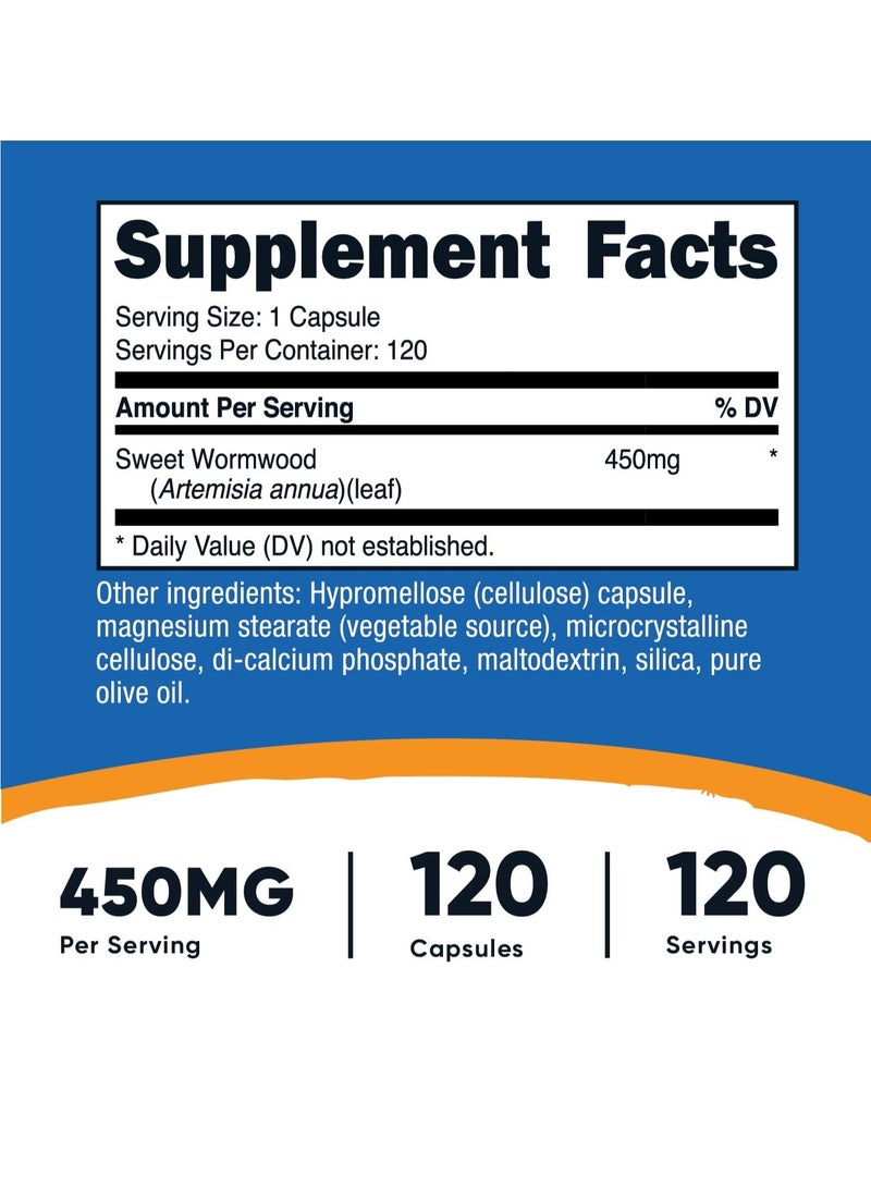 Nutricost Wormwood Capsules 450mg 120 Caps - Image 2