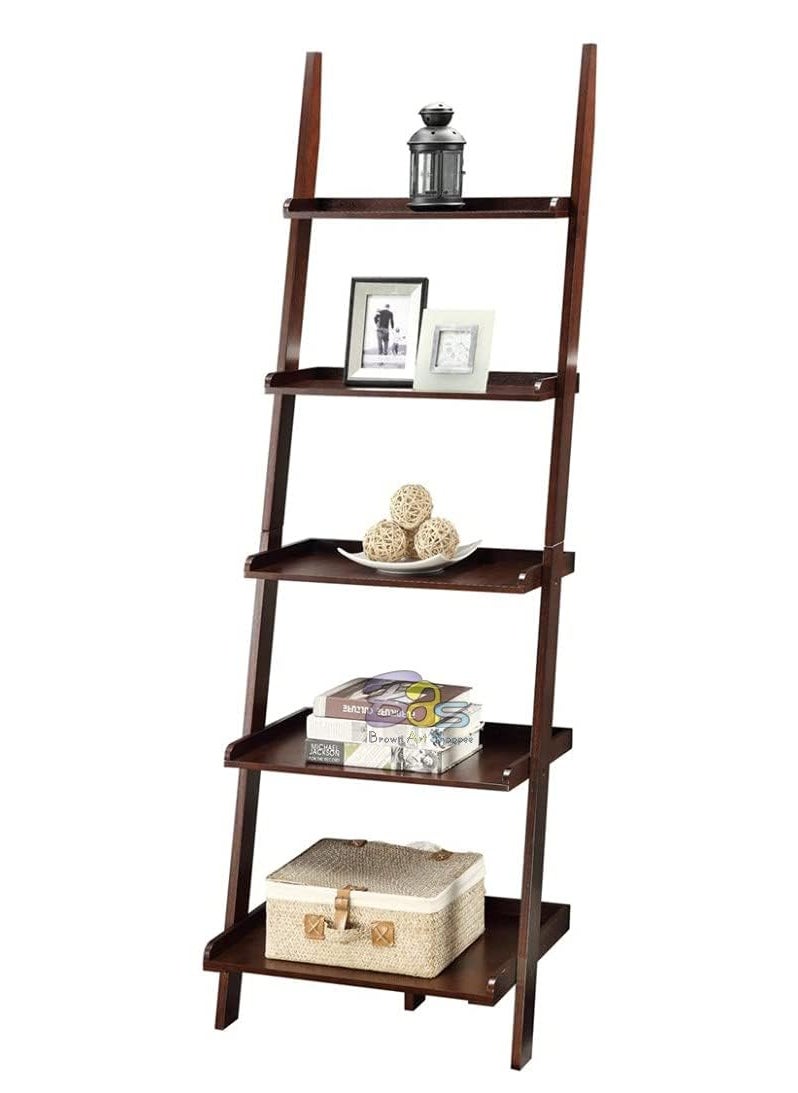 Device Bas with BROWN ART SHOPPEE Brown Arts Shoppee Ladder Shape 5 Tier Designer Book Case Wall Shelf Home Decoration for Living Room BrownNew  - Image 2