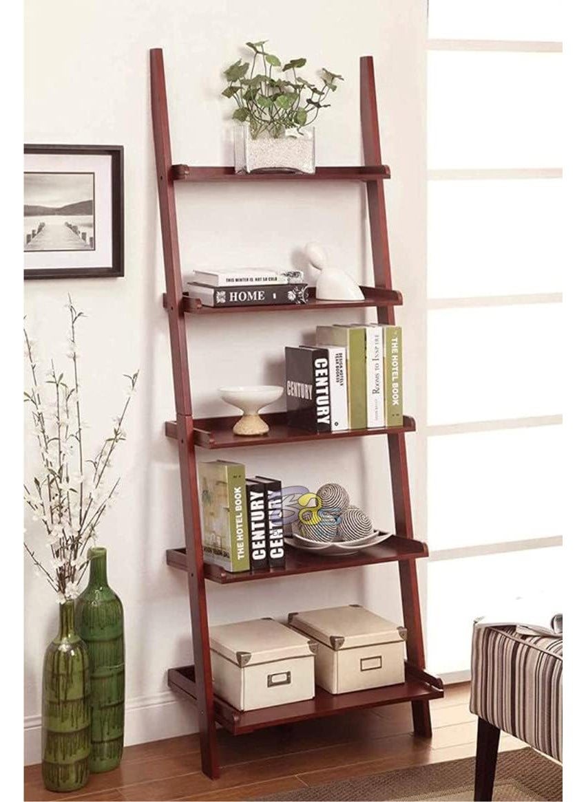 Device Bas with BROWN ART SHOPPEE Brown Arts Shoppee Ladder Shape 5 Tier Designer Book Case Wall Shelf Home Decoration for Living Room BrownNew  - Image 3