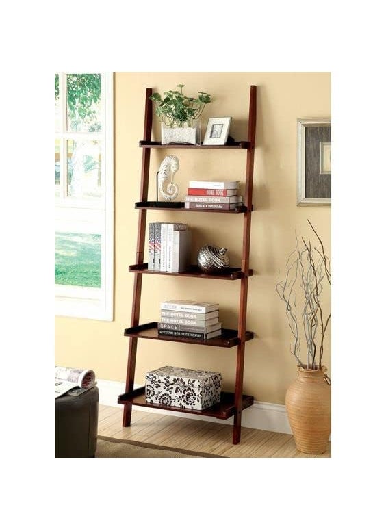 Device Bas with BROWN ART SHOPPEE Brown Arts Shoppee Ladder Shape 5 Tier Designer Book Case Wall Shelf Home Decoration for Living Room BrownNew  - Image 1
