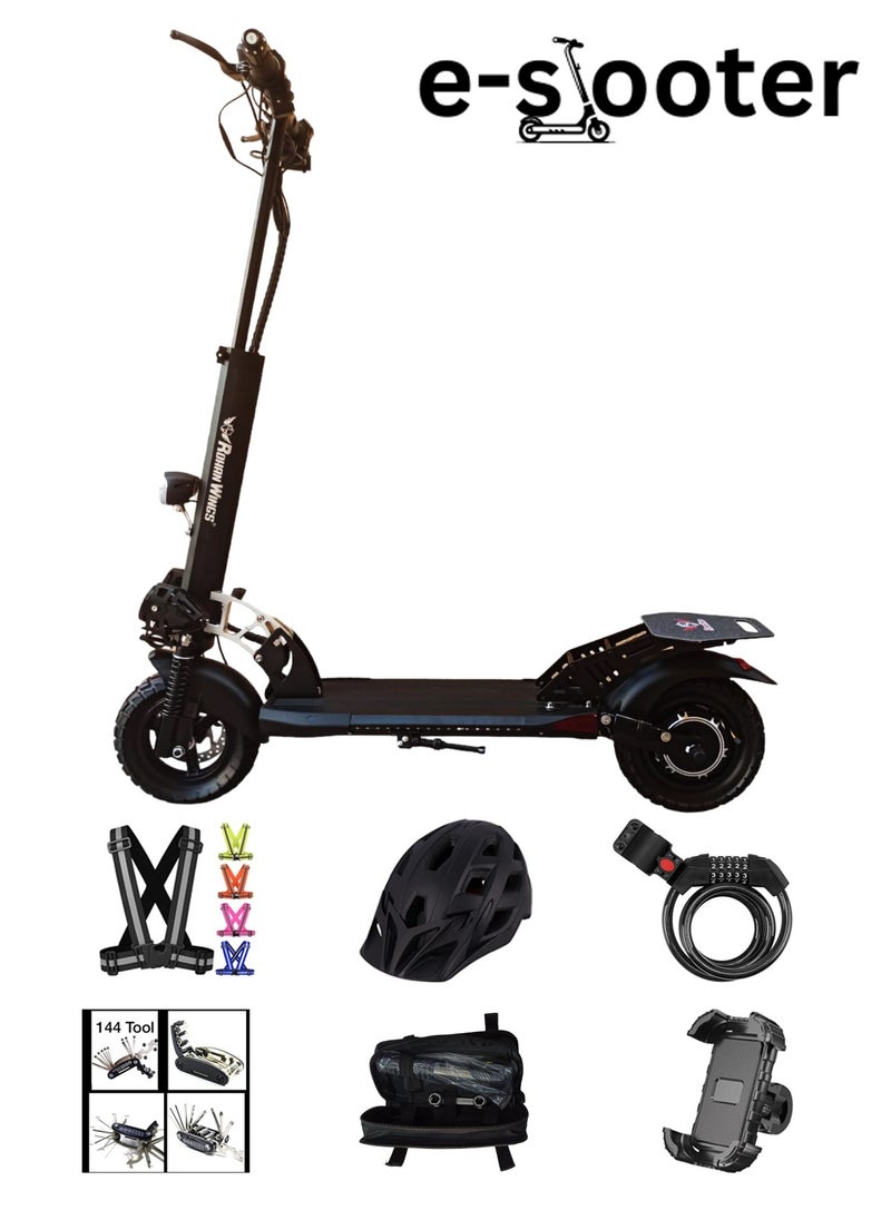 ROHAN WINGS - Electric Scooter for Adults Rohan Wings KT4B, Powerful Motor, 40km range with powerful 48V 13AH Battery, Fast Speed, Bluetooth Speaker with free accessories Helmet, Safety Belt, Mobile Holder, Pump, Tool Kit and Lock. - Image 1