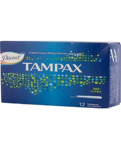 Tampax Tampax Super Tampons Feminine Sanitary Pads, 12 Pieces 