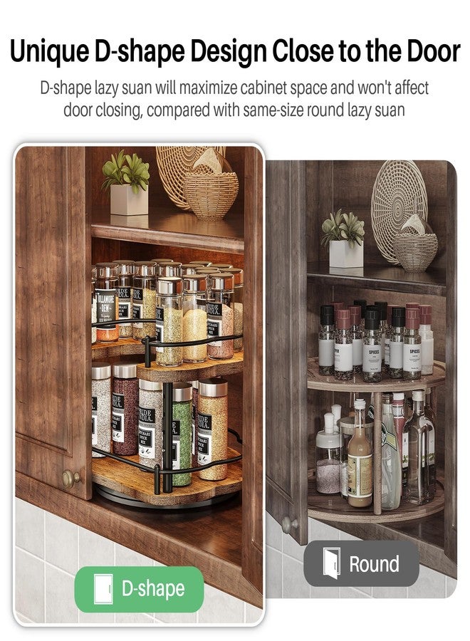 SNTD Revolving Spice Rack Organization Lazy Susan Organizer - Top Shelf Height Adjustable Spinning Turntable for Cabinet Pantry Kitchen Seasoning, 12 inches, Solid Wood, Black - Image 4