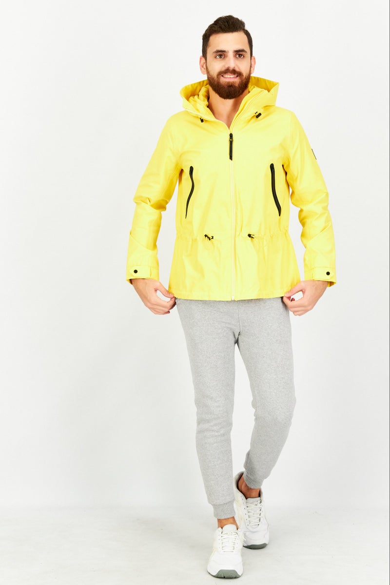 Aigle Men Plain Hooded Windbreaker Jacket, Yellow - Image 2
