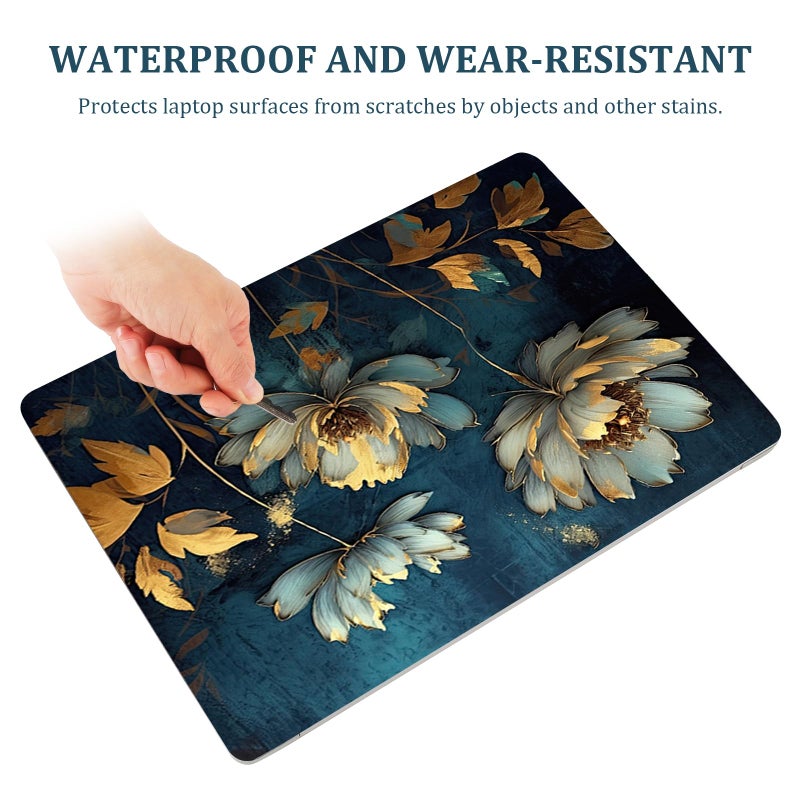 ArtSo Laptop Skin Sticker Decal,16.5 17 17.3inch Laptop Netbook PC Notebook Universal Vinyl Reusable Skin Sticker Cover Personalized Art Case Protector, Golden Flower - Image 3