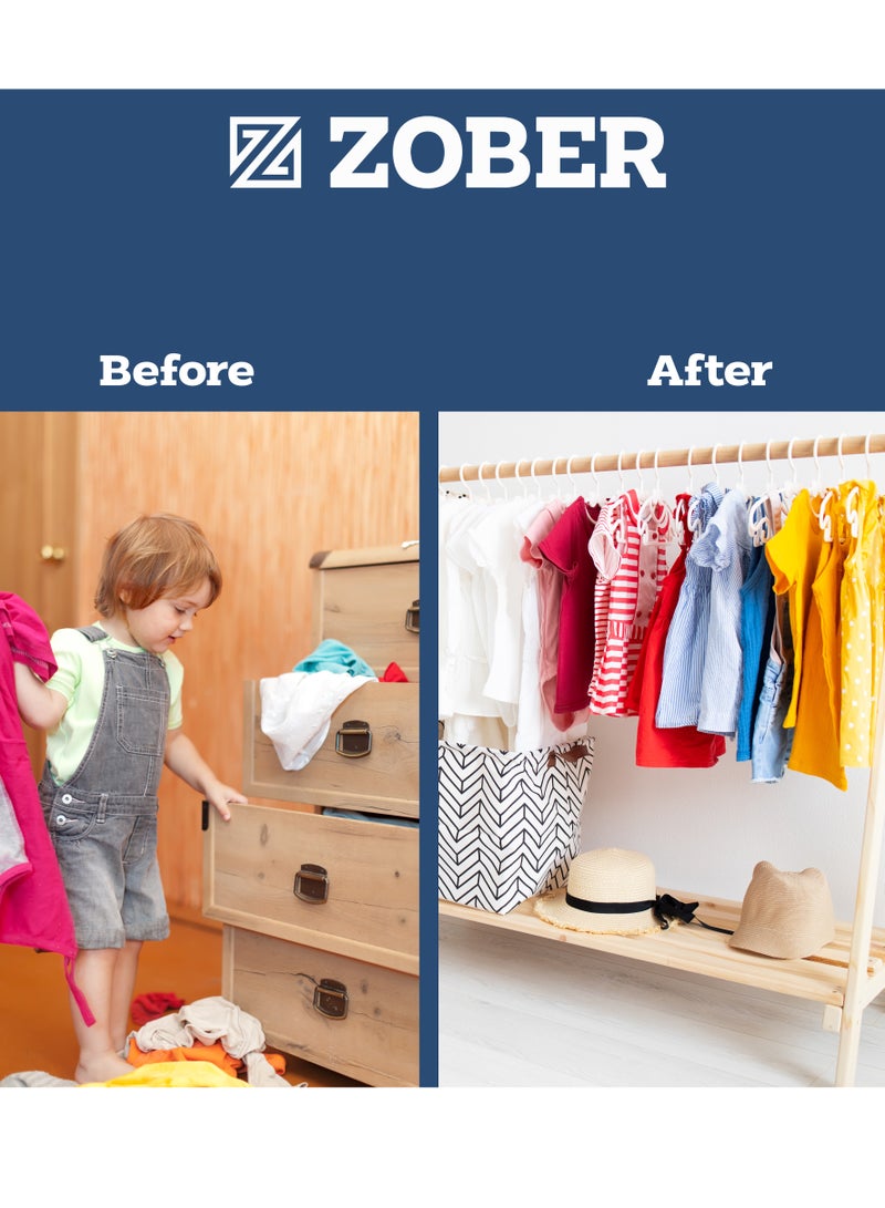 ZOBER Plastic Baby Hangers Toddler Hangers Kids Hangers Non Slip Space Spacing Durable & Slim, Light-Weight Childrens Hangers For Shirts, Pants, Dresses Hangs upto 5.5 lbs (WHITE, 50 PACK) - Image 4