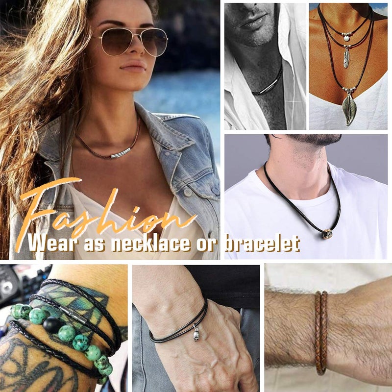ChainsHouse Leather Chain Necklace Mens 16 inches 2mm Black Cord Chokers for Women Waterproof Chain - Image 2
