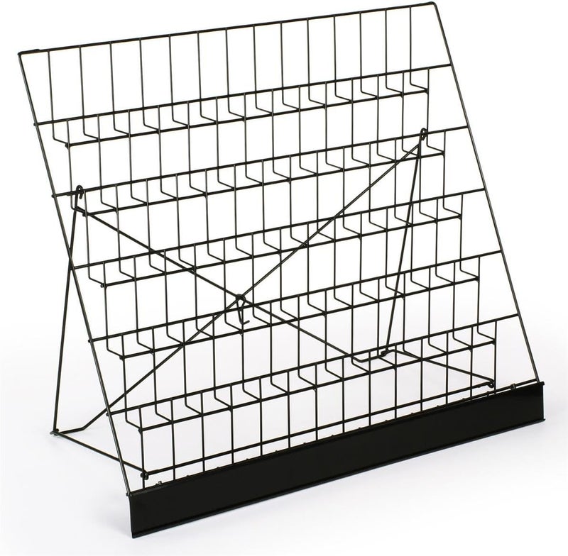 Displays2go Wire Display Rack for Countertop Use 6 Open Tiers Accommodate Literature of Varying Sizes Includes Sign Channel  Black - Image 2