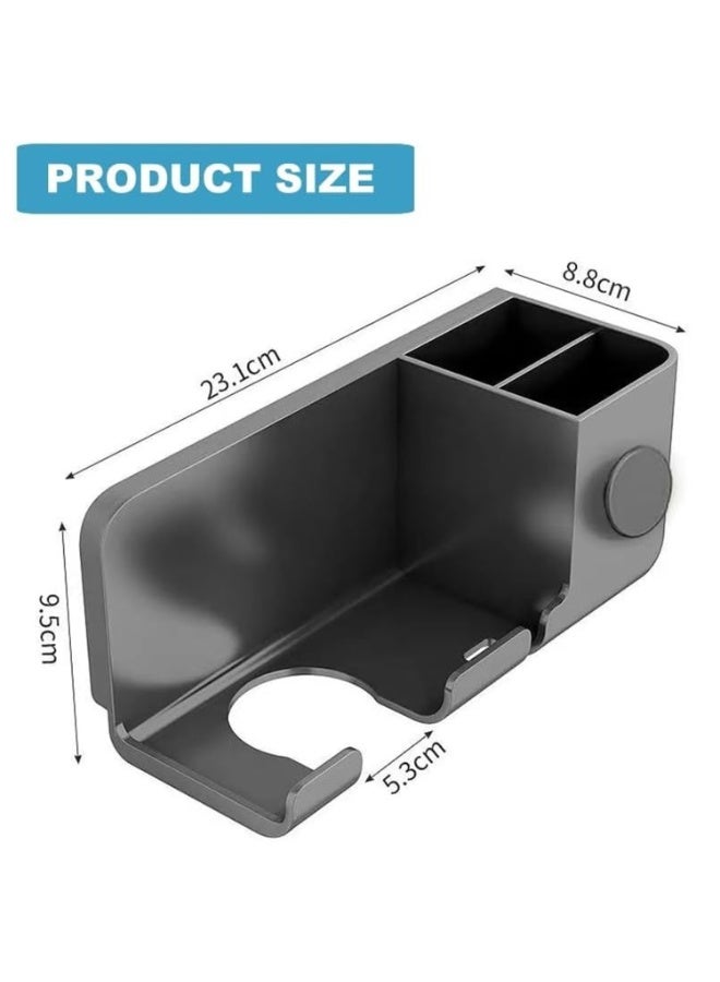 Hair Dryer Holder Wall Mount:  Upgraded Blow Dryer Holder Rack，Adhesive Storage Organizer Hanger w/Hooks，Durable Hair Care Styling Tools Holder Rack for Most Hair Dryers (Grey) - Image 2