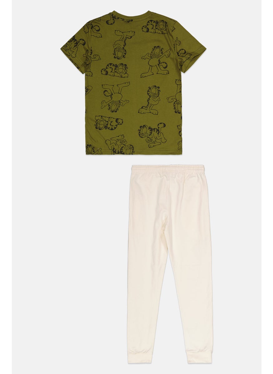 nickelodeon Kids Boy 2 Pieces Printed Pajama Set, Olive  - Image 2