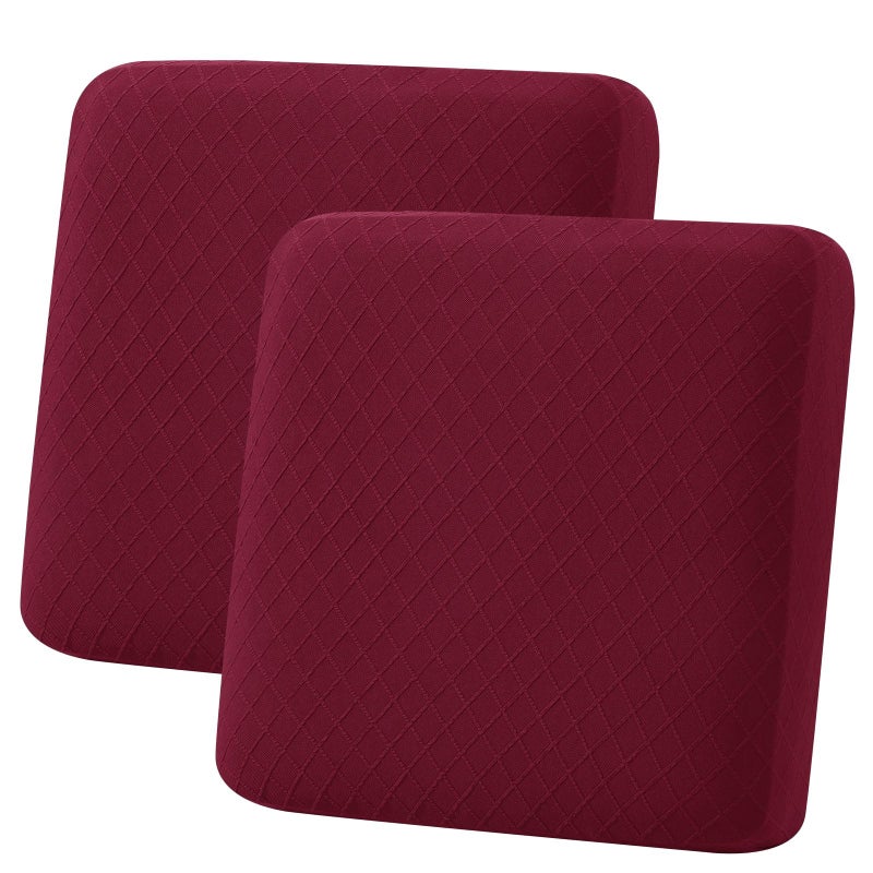 hyha Outdoor Couch Cushion Covers Sectional Couch Sofa Covers Washable Jacquard Diamond Lattice Stretch Sofa Seat Cushion Cover for IndoorOutdoor Patio Furniture 2 Pieces Wine Red